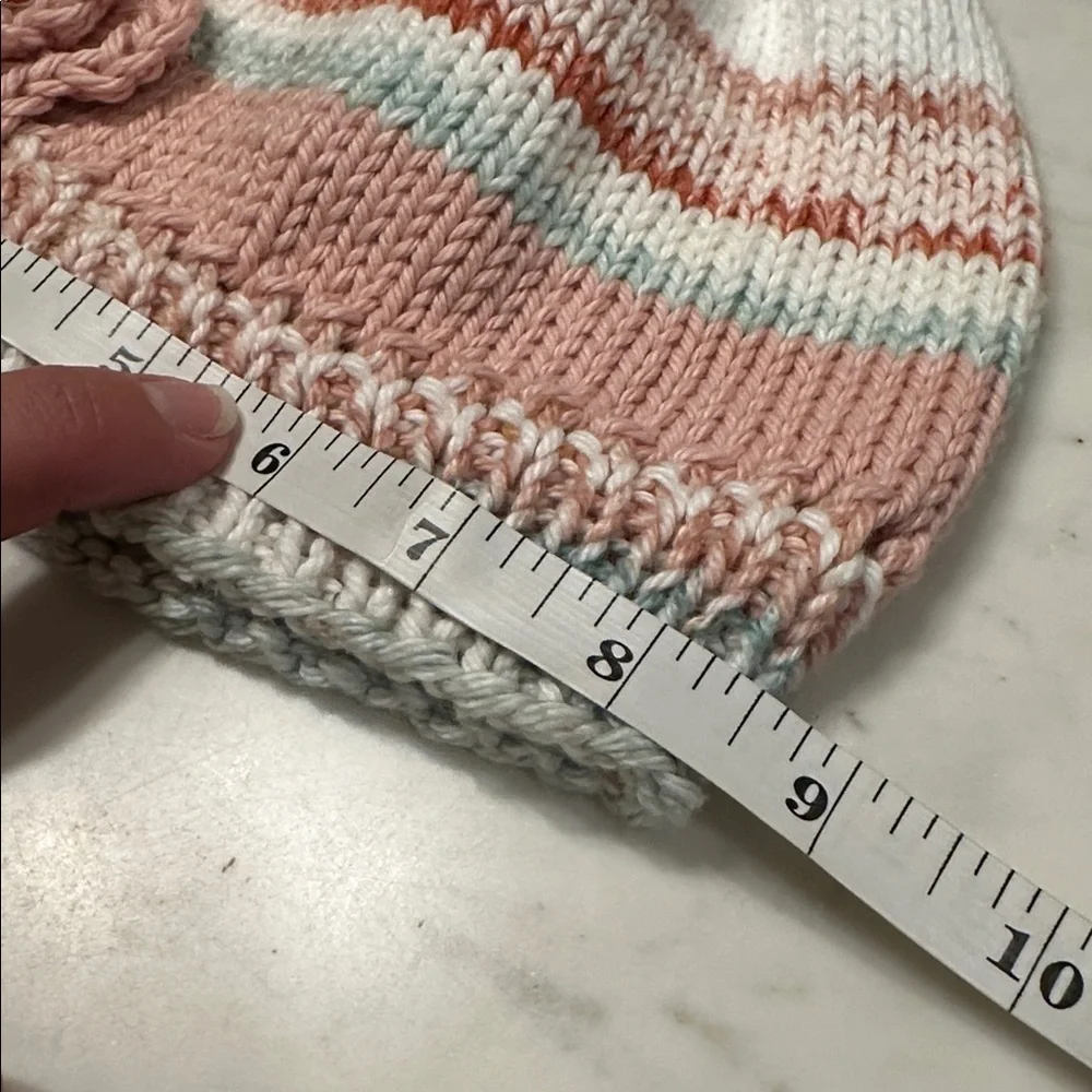 Charming Pink and White Kids Beanie with Flower Accent